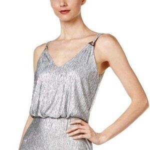 Silver Calvin Klein Metallic Blouson Gown